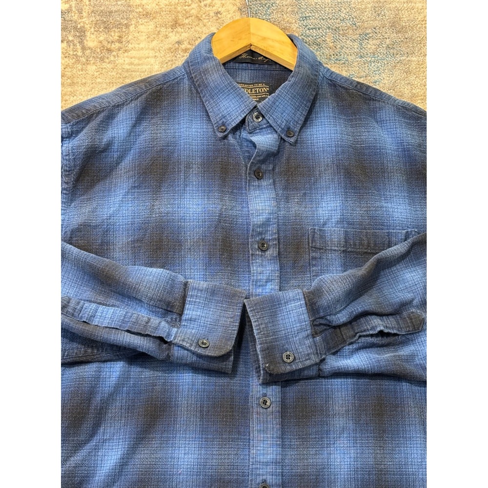 Pendleton Mens Blue Black Ombre Plaid‎ Thomas Kay Button Down Shirt Large